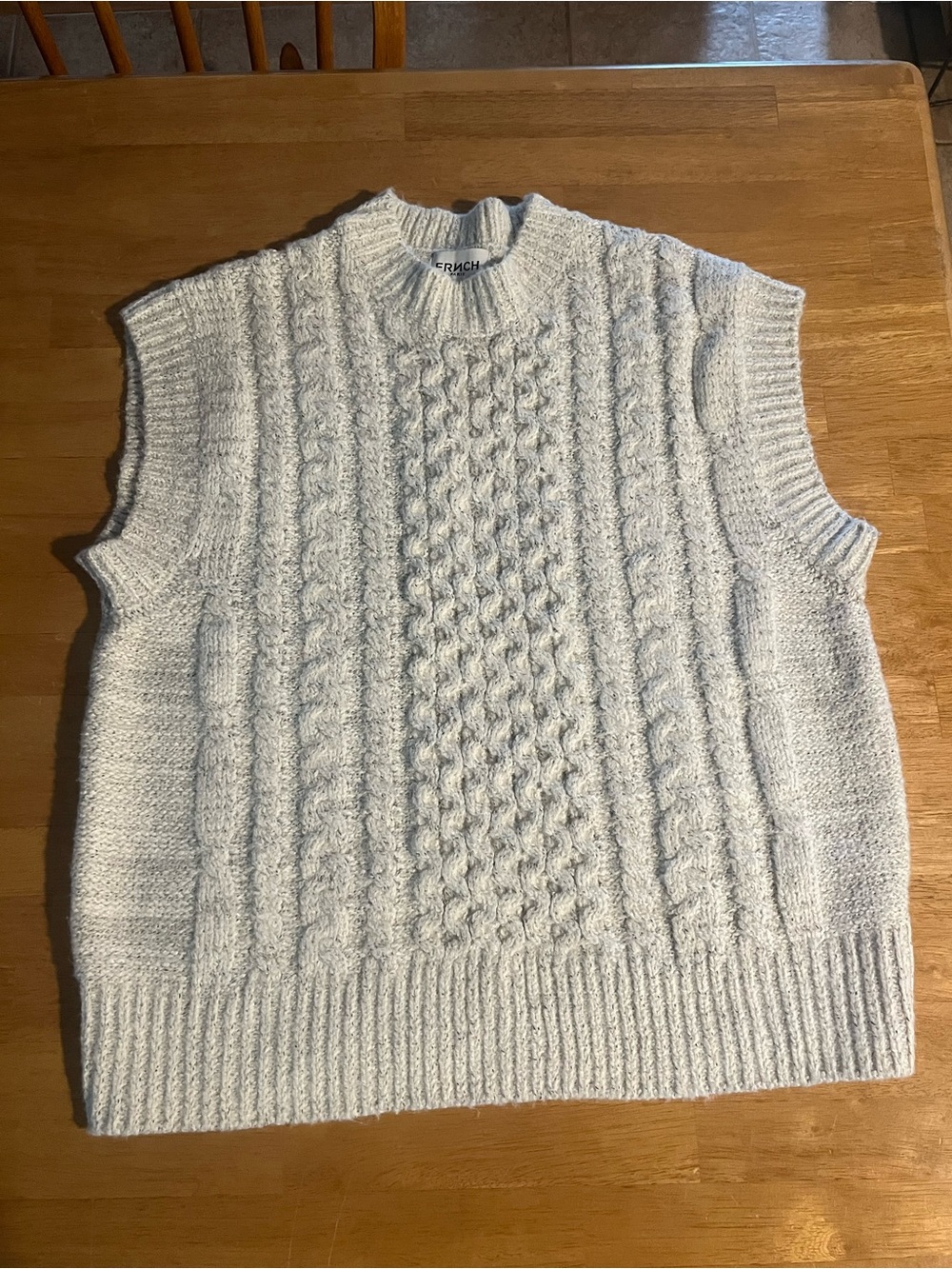 FRNCH Cream Cable Knit Crewneck Sweater Vest